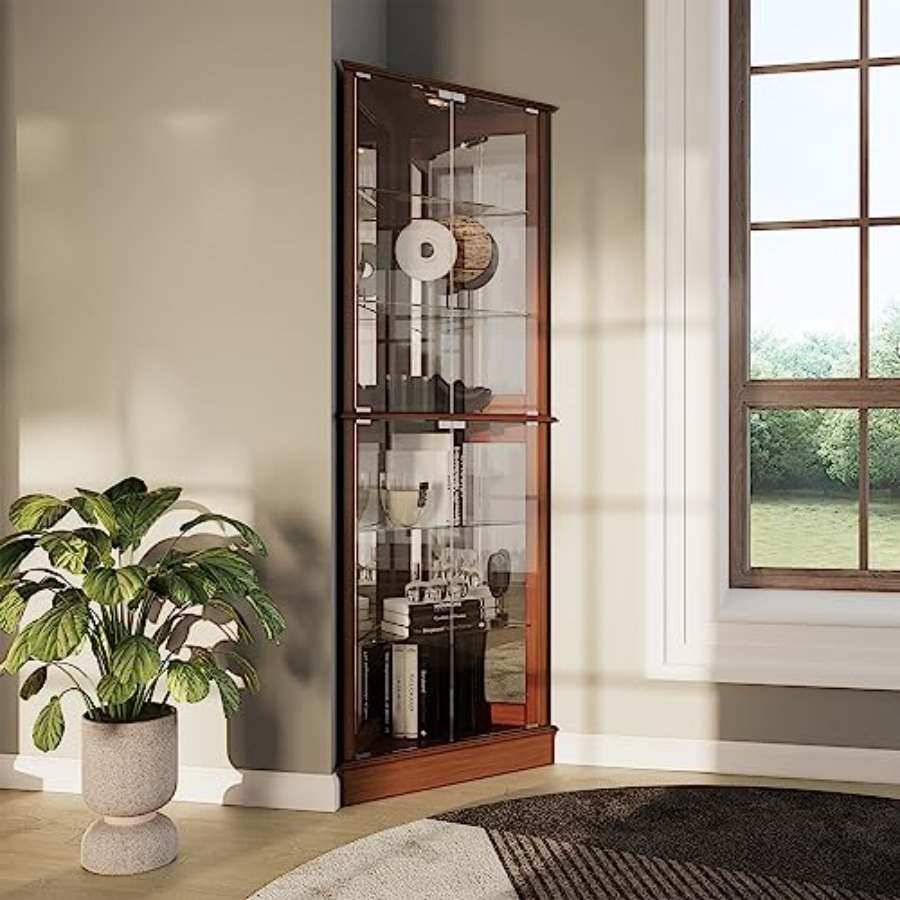 Glass Cabinet Display - Подсвечиваемый угловой витринный шкаф для домашнего