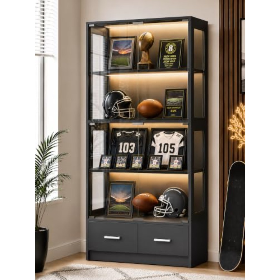 Glass Cabinet Display - 67-дюймовый стеклянный витринный шкаф для спортивных