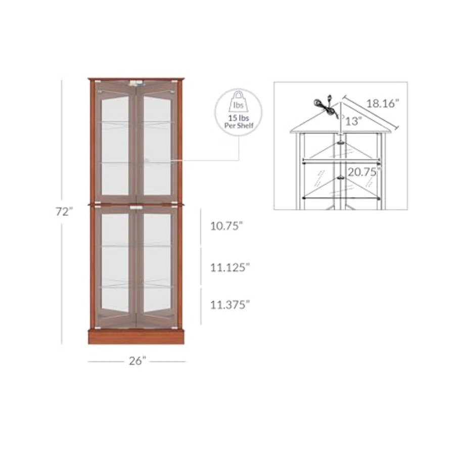 Подсвечиваемый угловой витринн – обзор и цена Glass Cabinet Display