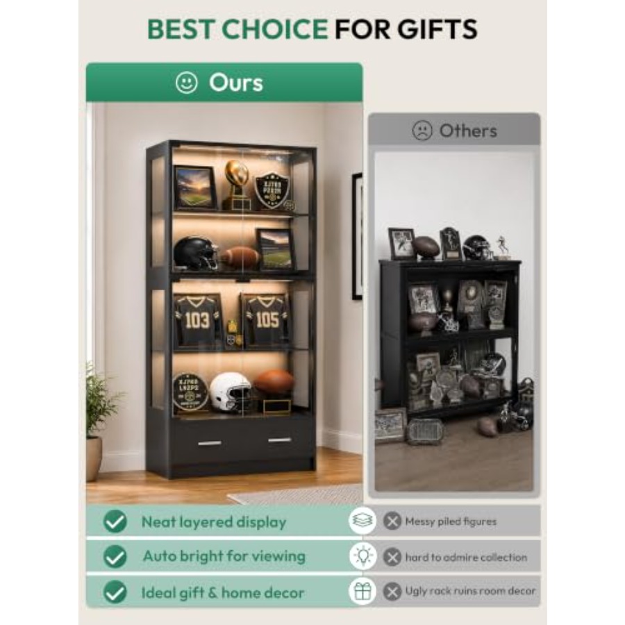 67-дюймовый стеклянный витринн – обзор и цена Glass Cabinet Display